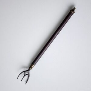 Antique Victorian Toasting Fork 11-20" Brass Wood Telescopic Hearth Tool 1890s